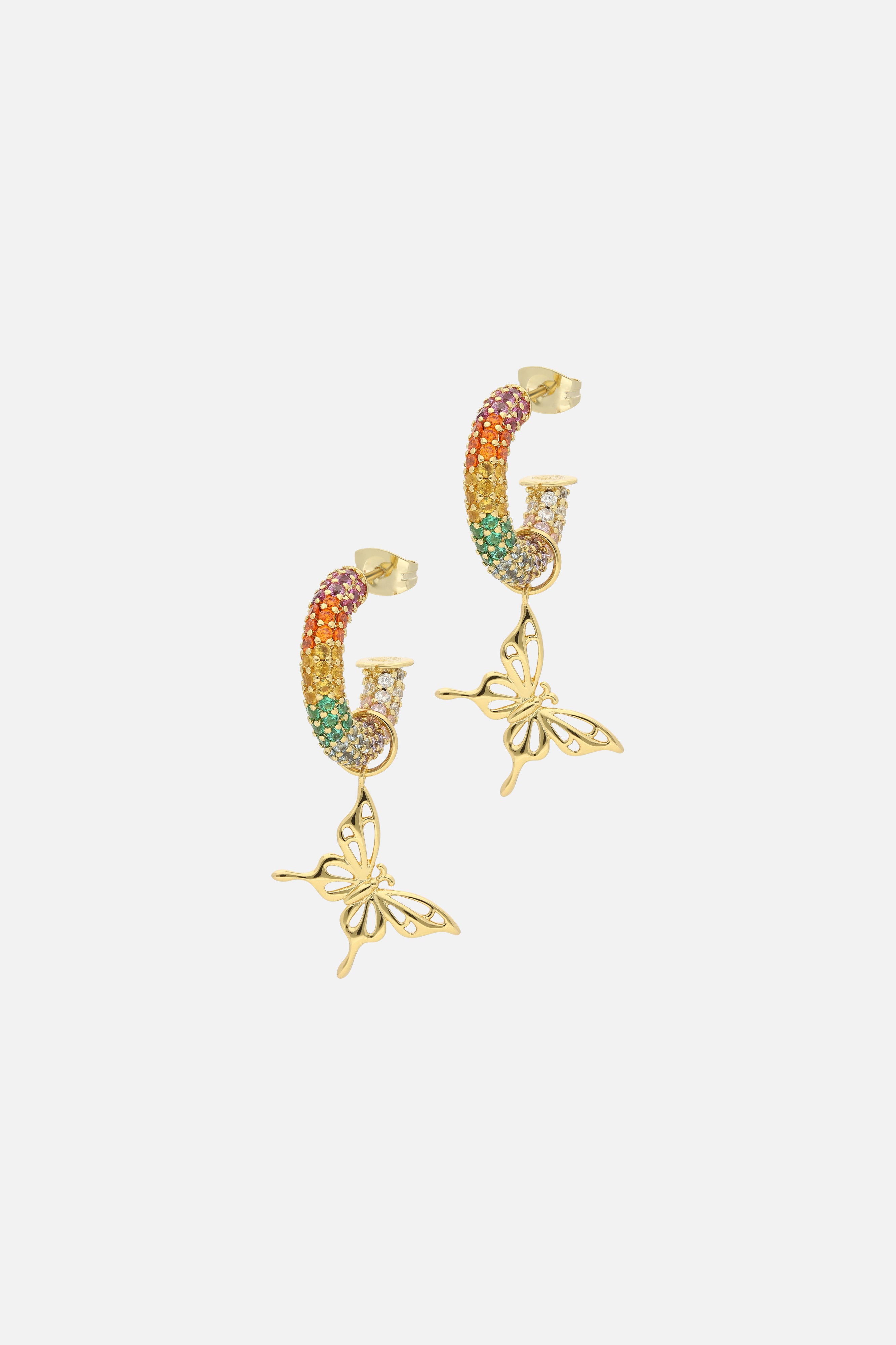 BUTTERFLY RAINBOW HOOP EARRINGS - 1